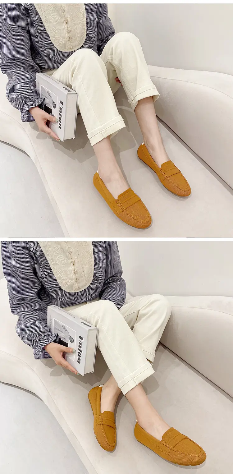 (Cross-border trading), knitted woven shoes, casual loafers, Collection Year 2025, round toe, non-slip sole — chobi 26