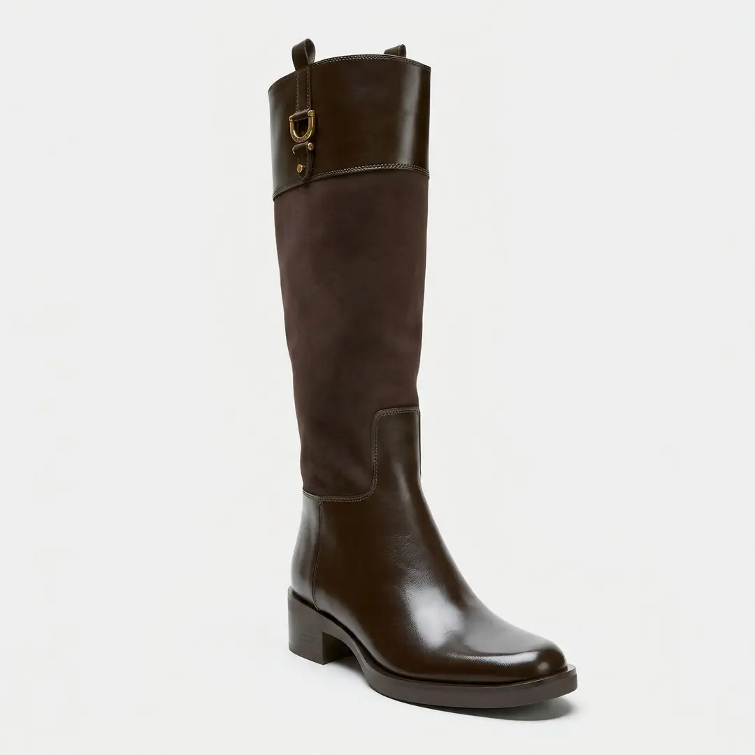 Zara, autumn brown high boots, autumn season 2026, round toe — chobi 3