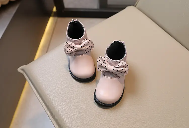 Children's cotton boots 2023 new winter children's shoes Korean style girls' soft sole leather boots baby versatile plus velvet Martin boots — chobi 28