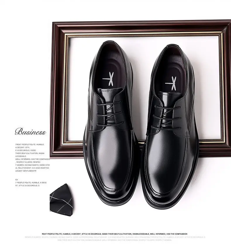 Classic suit jacket, men's autumn casual footwear, wedding shoes English style, genuine leather, soft sole — chobi 18