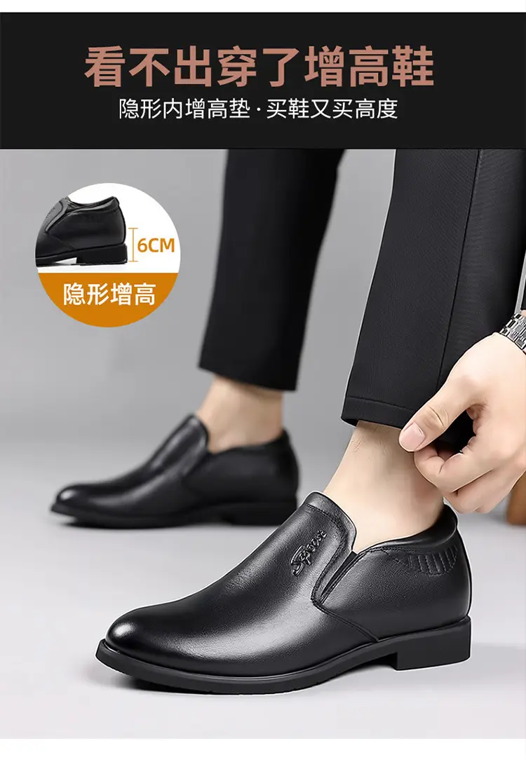Shoes, case, men's leather slip-ons with hidden heel, trend of season, genuine leather, cowhide, size from 35 — chobi 5