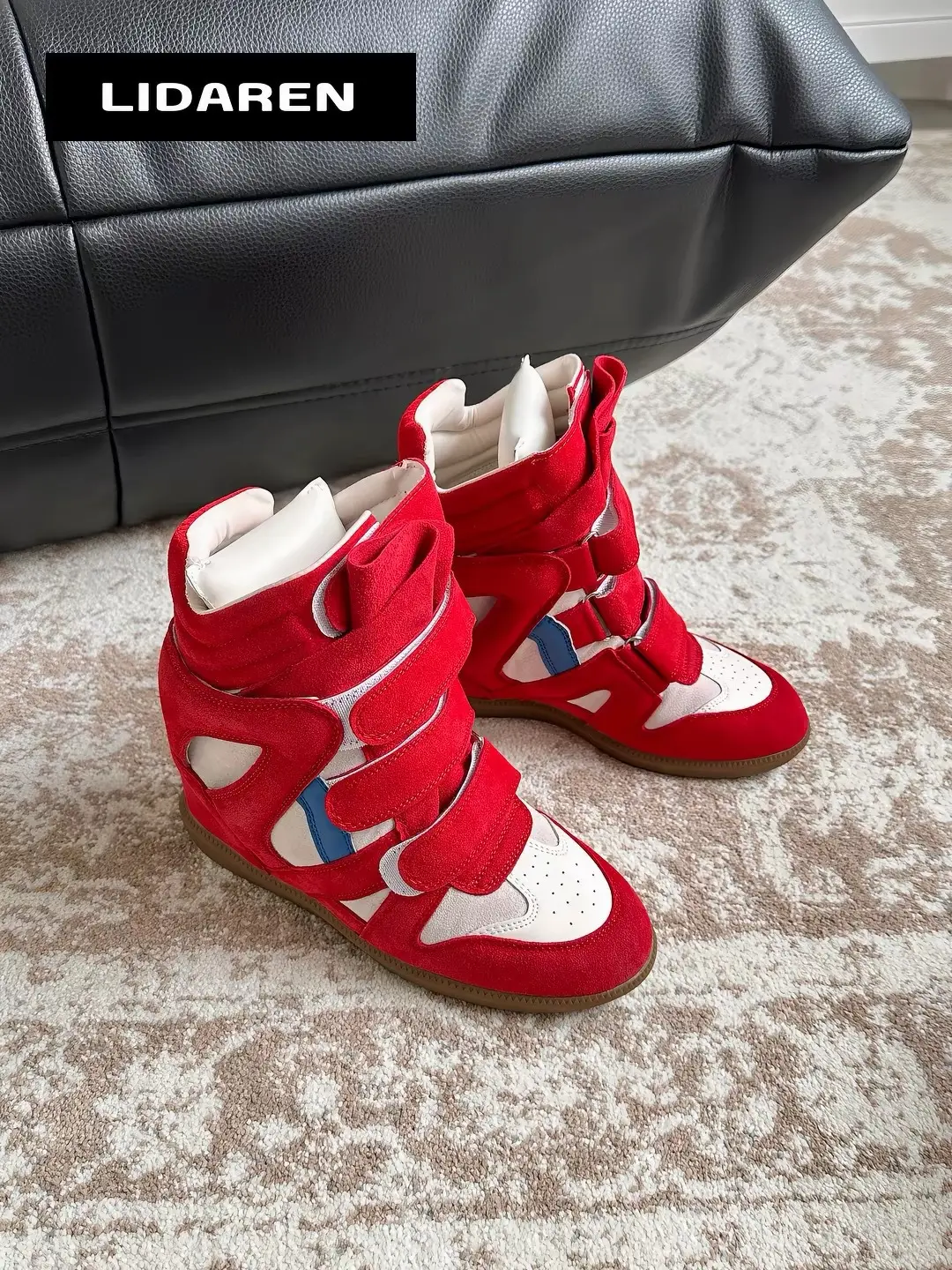 [Ready stock] ISA's new 2025 hidden inner heightening high-top women's shoes velvet lining warm flat bottom Velcro — chobi 4