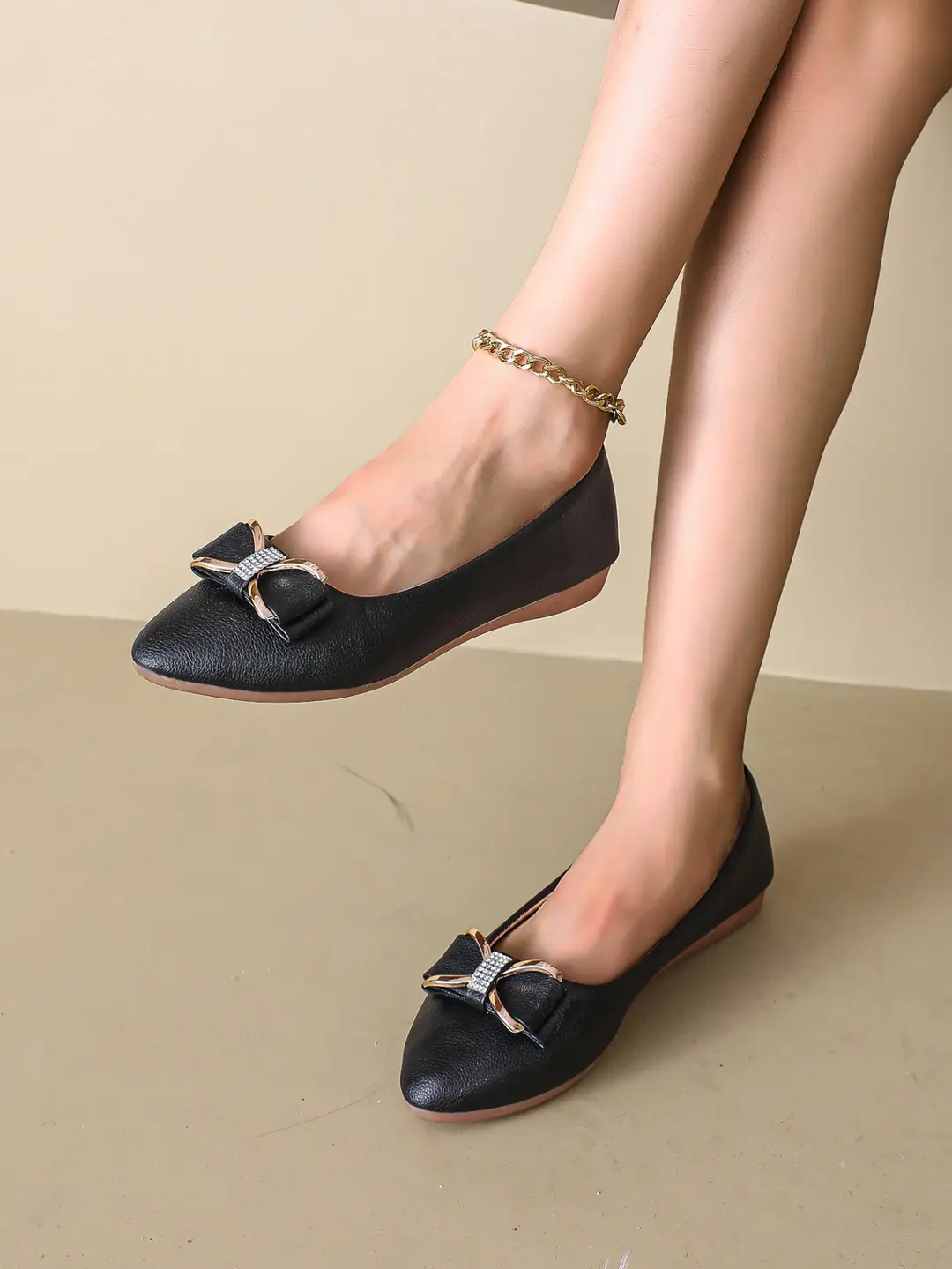 (Cross-border trading), women's shoes wedge heel pointed-toe low-cut with bow, 2024 years, trend of season, plus size, work shoes — chobi 9