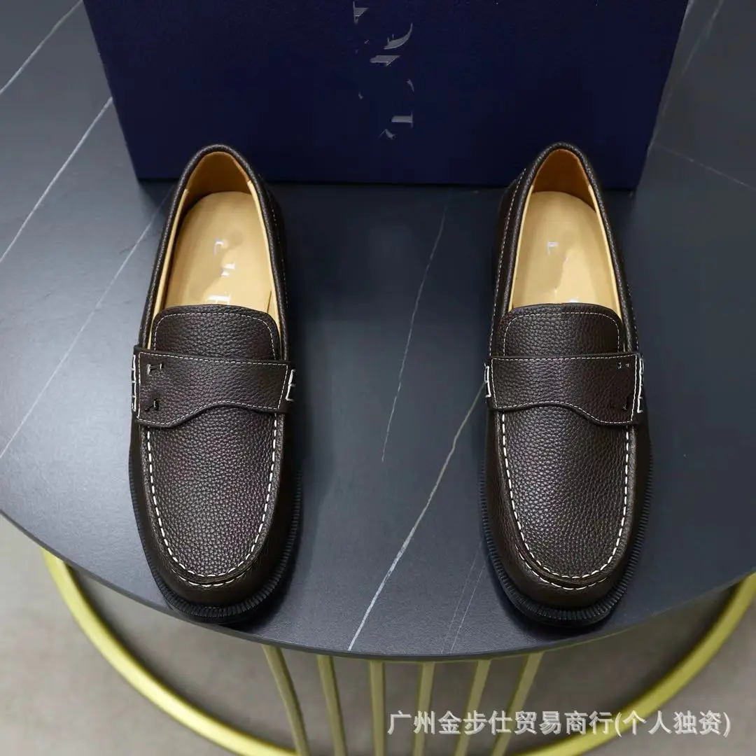 (Cross-border trading), loafers, set, slip-ons with metal buckle, European style, genuine leather, non-slip sole — chobi 3