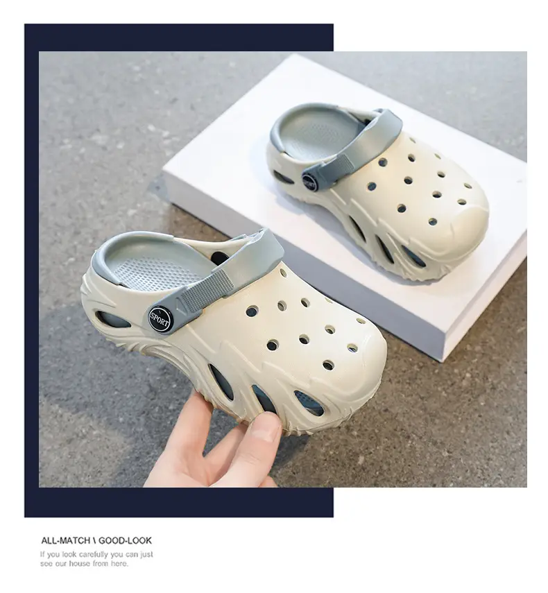 Crocs-style slippers for boys, children's sandals, closed toe, 6-15 years, for teenagers, 8-12 years — chobi 18