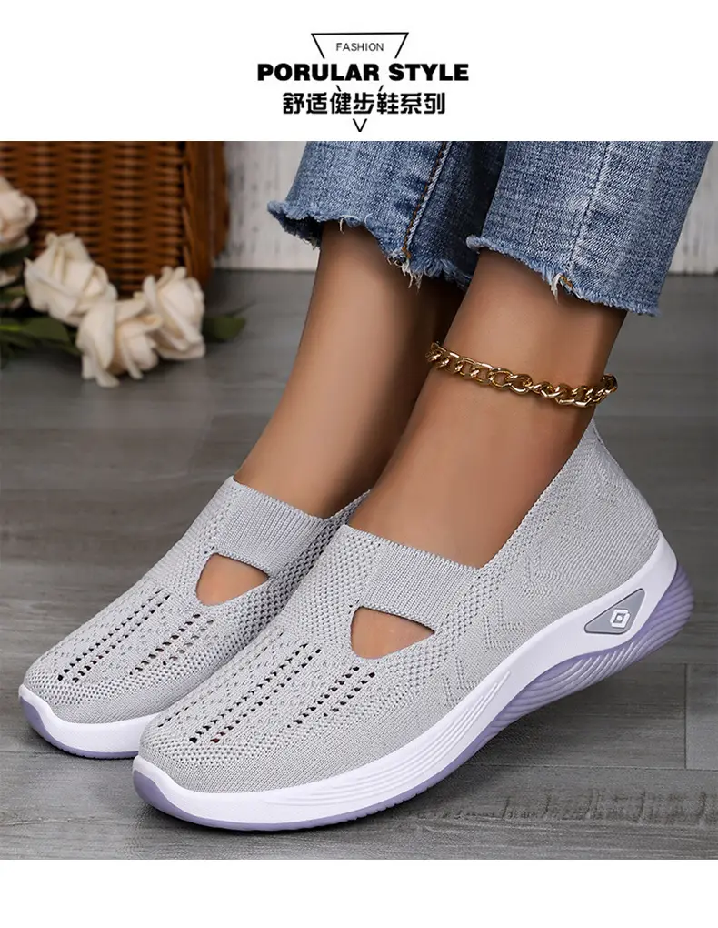 (Cross-border trading), breathable lightweight casual footwear, comfortable shoes made of mesh low-cut, plus size, made with flyknit technology, women — chobi 12