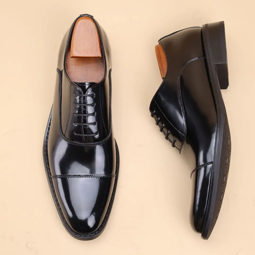 Men's shoes with hidden heel English style, genuine leather, British style — chobi 17