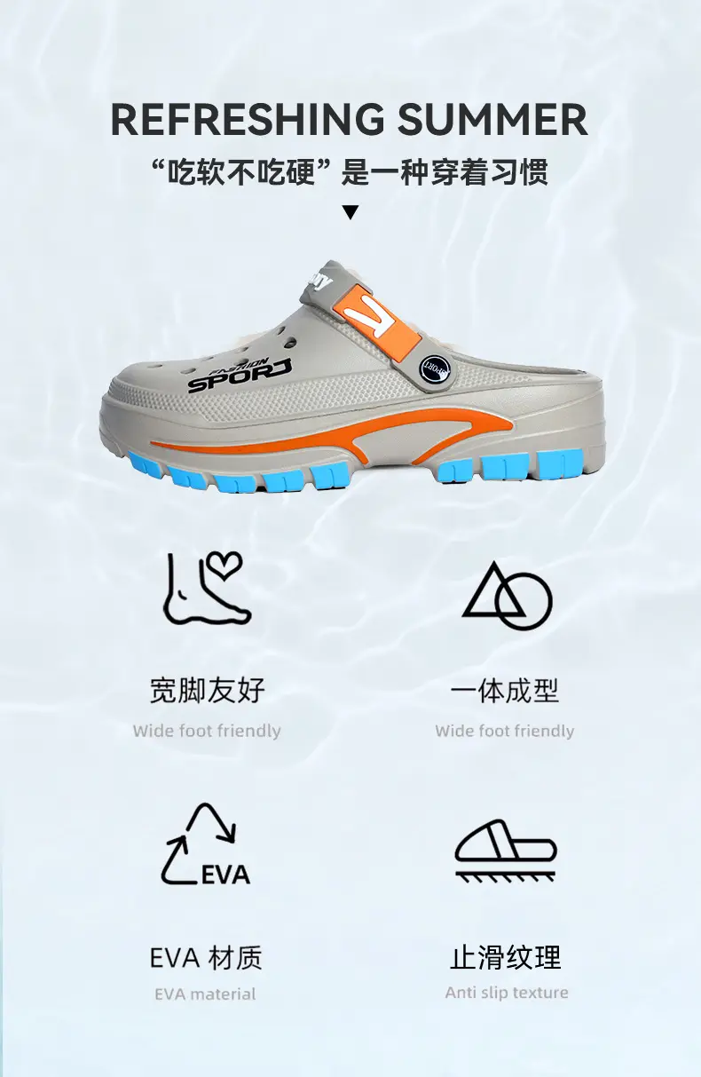 (Cross-border trading), fashionable lightweight sandals, summer trend Crocs-style slippers, beach casual footwear, closed toe, suitable for outdoor we — chobi 3
