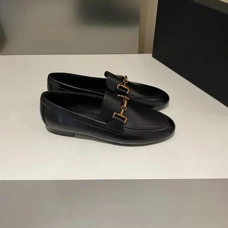 Autumn leather casual loafers flat, metallic color, 2023, trend of season, round toe, cowhide — chobi 6