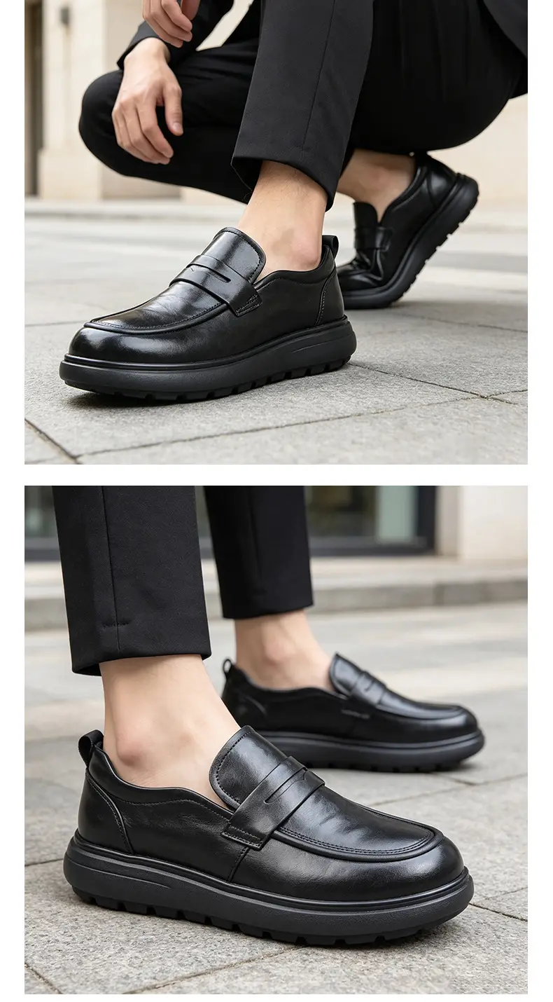 Shoes, loafers platform, universal slip-ons, men's casual breathable classic suit jacket, genuine leather — chobi 7