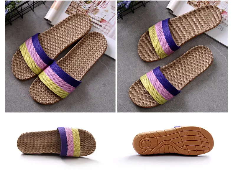 Non-slip summer men's slippers platform for men and women, for beloved, cotton and linen — chobi 6