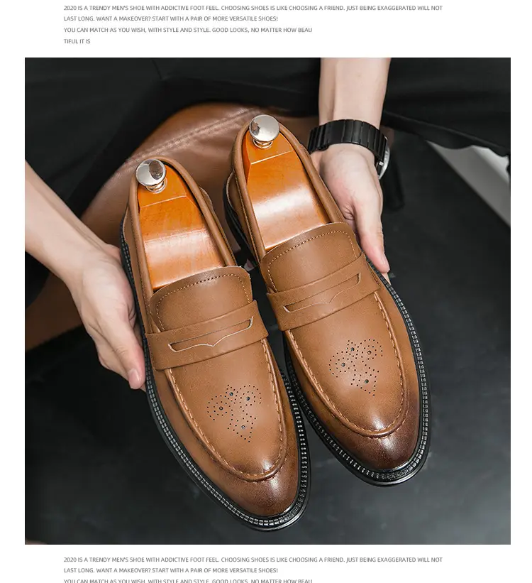 Shoes pointed-toe, men's casual classic suit jacket English style, 2023, British style, soft sole, non-slip sole — chobi 19