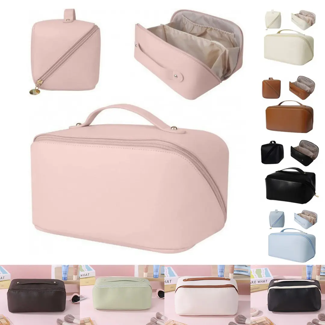 Fashionable handheld cosmetic bag to go out, capacious organizer bag for traveling, high quality polyurethane purse — chobi 4