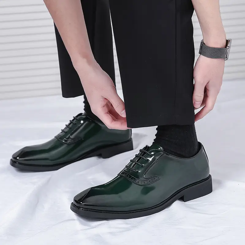(Cross-border trading), men's glossy green shoes English style, British style, Korean style — chobi 10