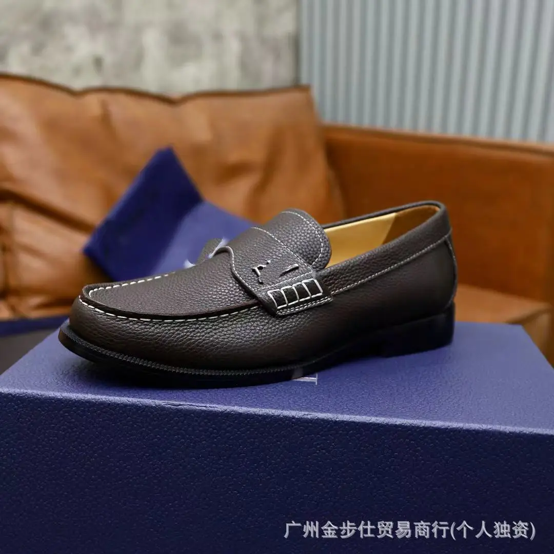 (Cross-border trading), loafers, set, slip-ons with metal buckle, European style, genuine leather, non-slip sole — chobi 4