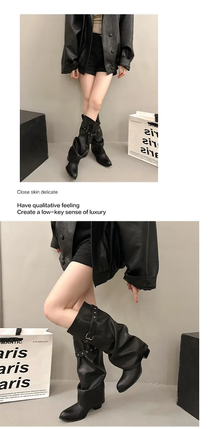Summer high boots, fashionable trousers, belt, buckle, spring 2026 collection, visually slimming, wide stable heel — chobi 9