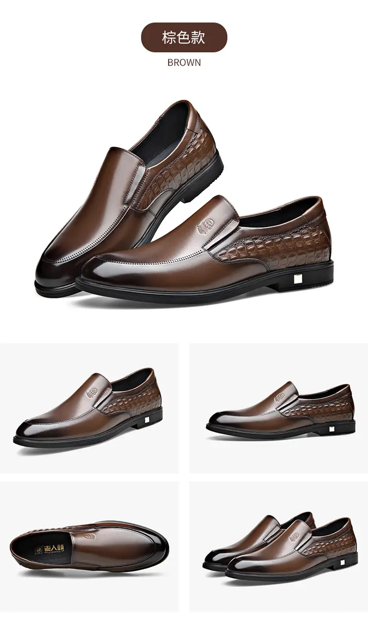 Men's human head, leather casual wedding shoes, crocodile print, genuine leather, cowhide — chobi 28