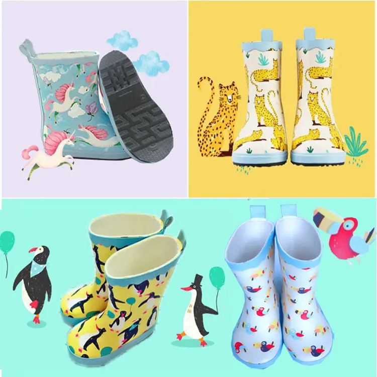 Promotion Cross -border INS Explosion Penguin Sky Horse Leopard Rain Rain Boots Rubber Waterproof ENBIHOUSE Children's Rain Shoes — chobi 5