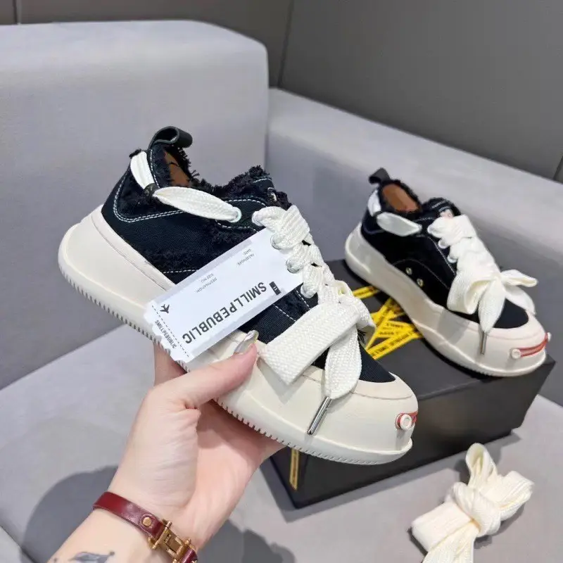Open Smile Canvas Shoes 2.0 Zhao Lusi Tanjian Same Shoes Men and Women's Thick Poor Shoes Smile Face Shoes Half Drag the Move Shoes — chobi 6