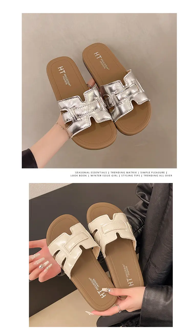 Retro summer women's slippers to go out, casual sandals flat, mule, high-quality style, internet celebrity — chobi 5