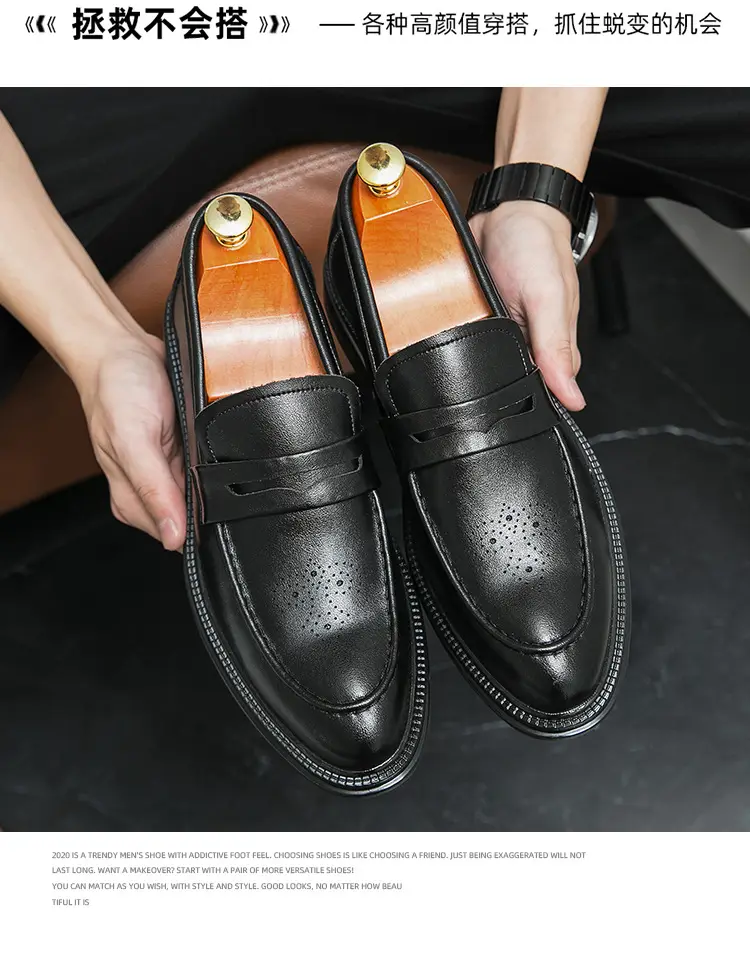 Shoes pointed-toe, men's casual classic suit jacket English style, 2023, British style, soft sole, non-slip sole — chobi 17