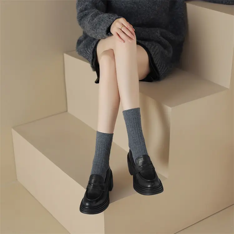 Shoes platform heels, loafers, round toe, wide stable heel — chobi 9