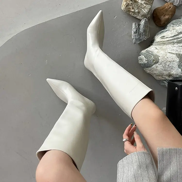 Demi-season fashionable solid color high boots pointed-toe — chobi 2