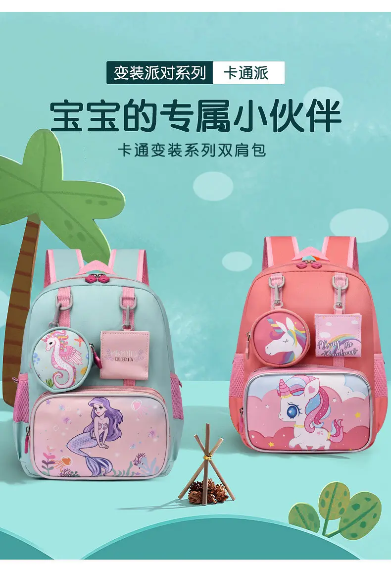 School bag for kindergarten, cartoon backpack for students, purse, card holder, pony, Spiderman — chobi 5