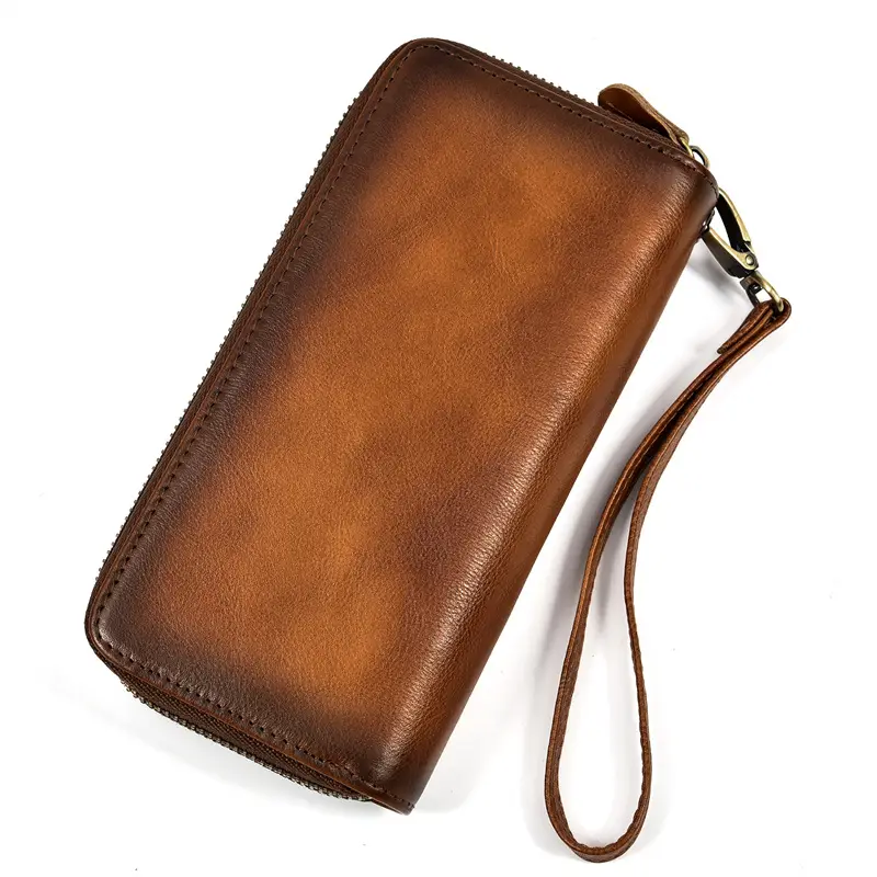 Leather long wallet with zipper, genuine leather — chobi 18