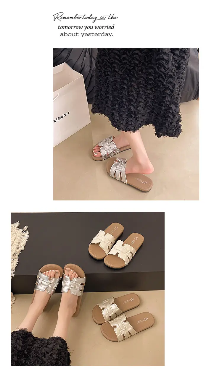 Retro summer women's slippers to go out, casual sandals flat, mule, high-quality style, internet celebrity — chobi 11