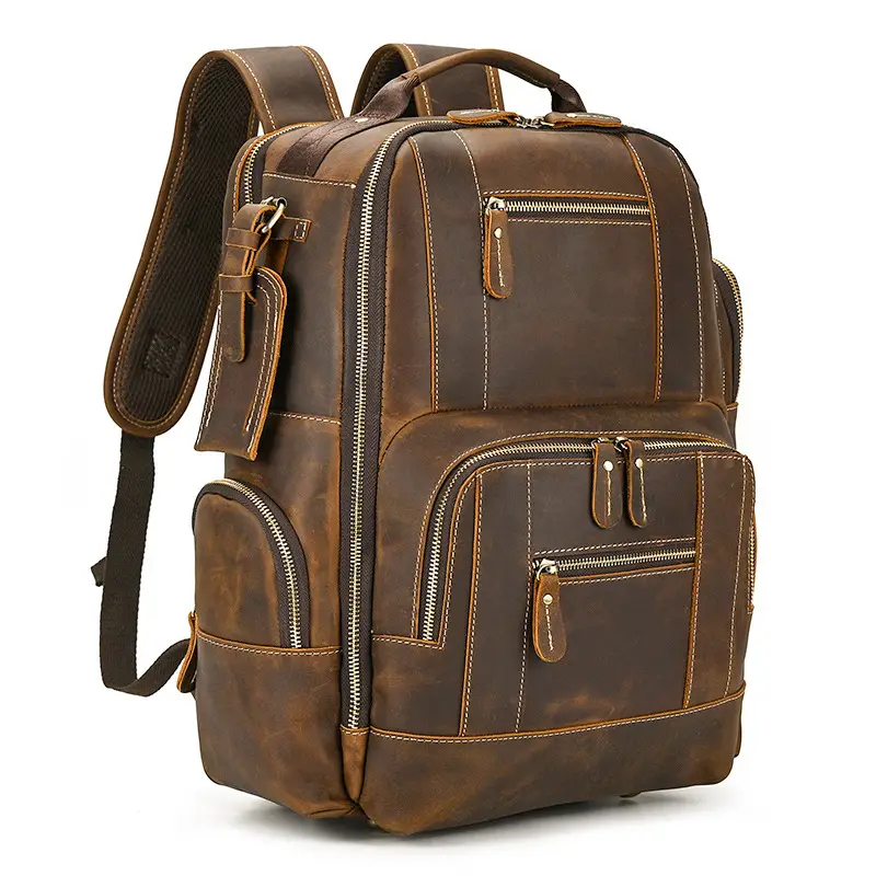Leather backpack, men's capacious travel bag, one-shoulder bag — chobi 5