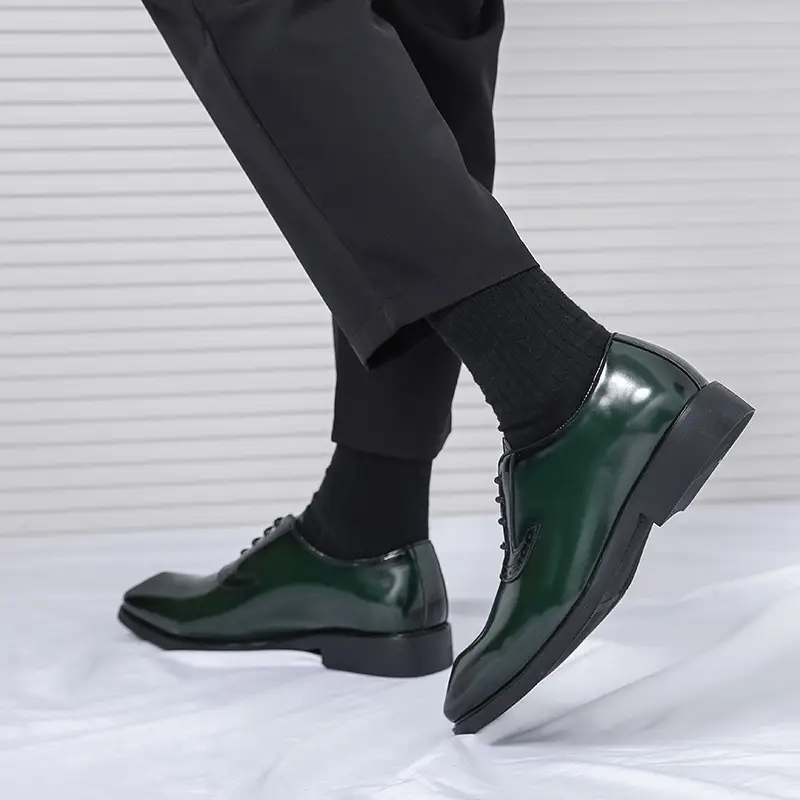 (Cross-border trading), men's glossy green shoes English style, British style, Korean style — chobi 9