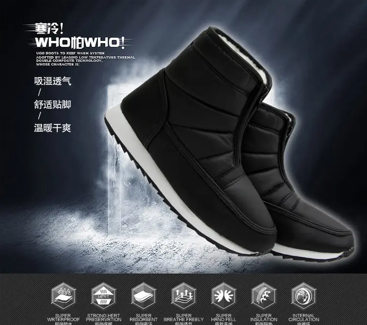 Warm home cotton shoes for the elderly in winter, warm for middle-aged and young people, short-tube zippers for men and women, easy to put on and take — chobi 4