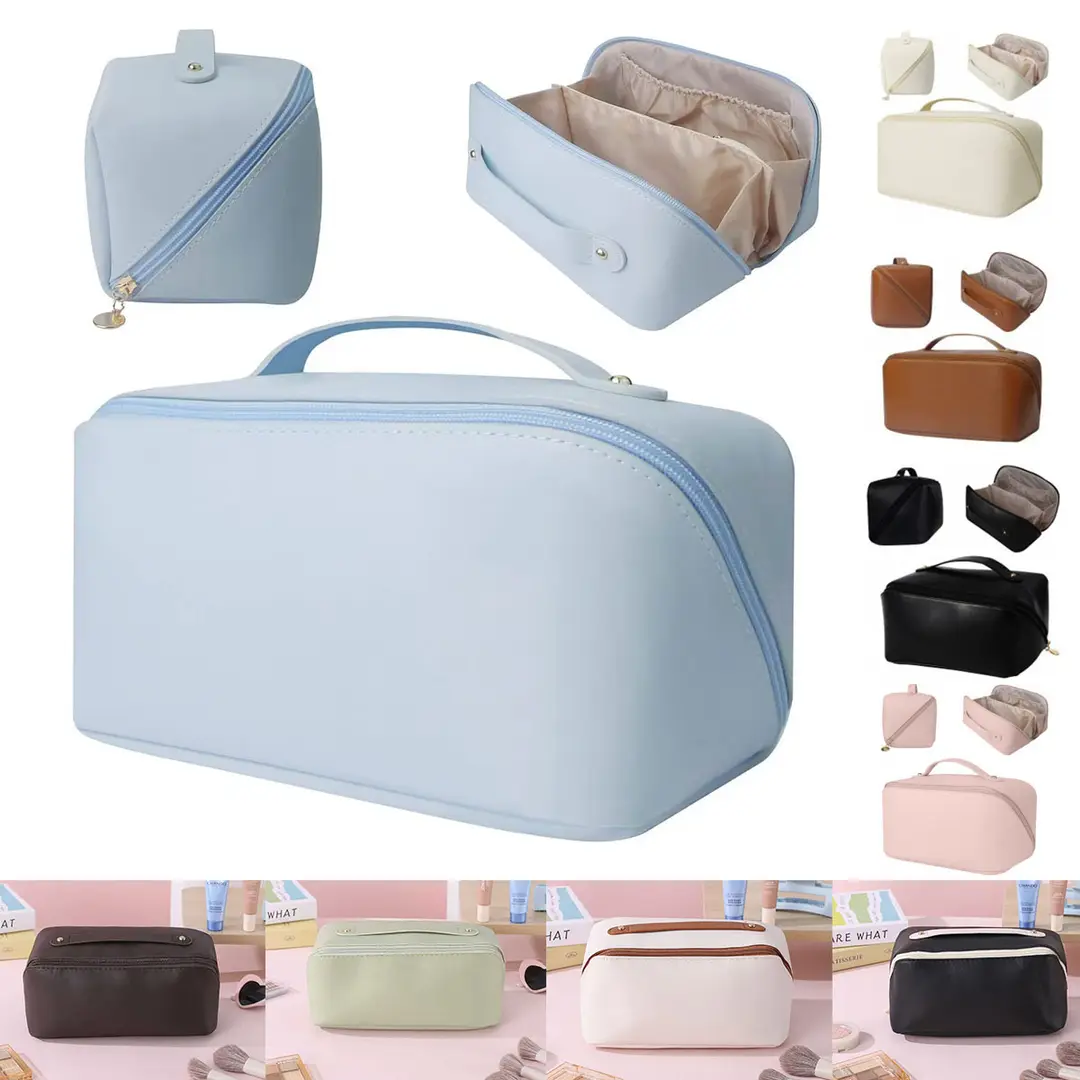 Fashionable handheld cosmetic bag to go out, capacious organizer bag for traveling, high quality polyurethane purse — chobi 6