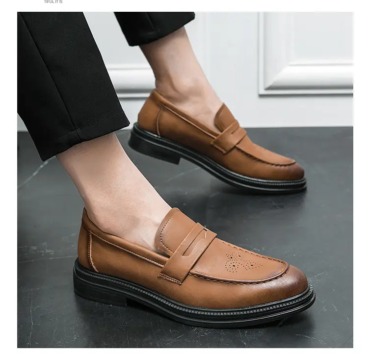 Shoes pointed-toe, men's casual classic suit jacket English style, 2023, British style, soft sole, non-slip sole — chobi 11