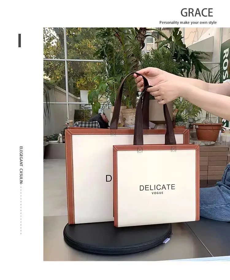 Linen bag non-woven cloth, shopping bag, increased thickness, with your logo imprint, Birthday gift, custom-made — chobi 7