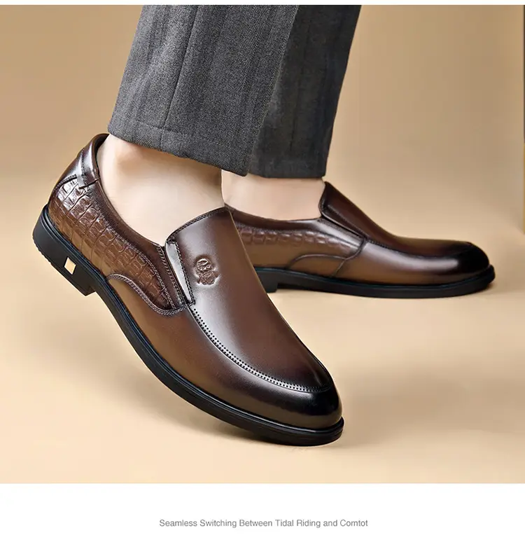 Men's human head, leather casual wedding shoes, crocodile print, genuine leather, cowhide — chobi 22