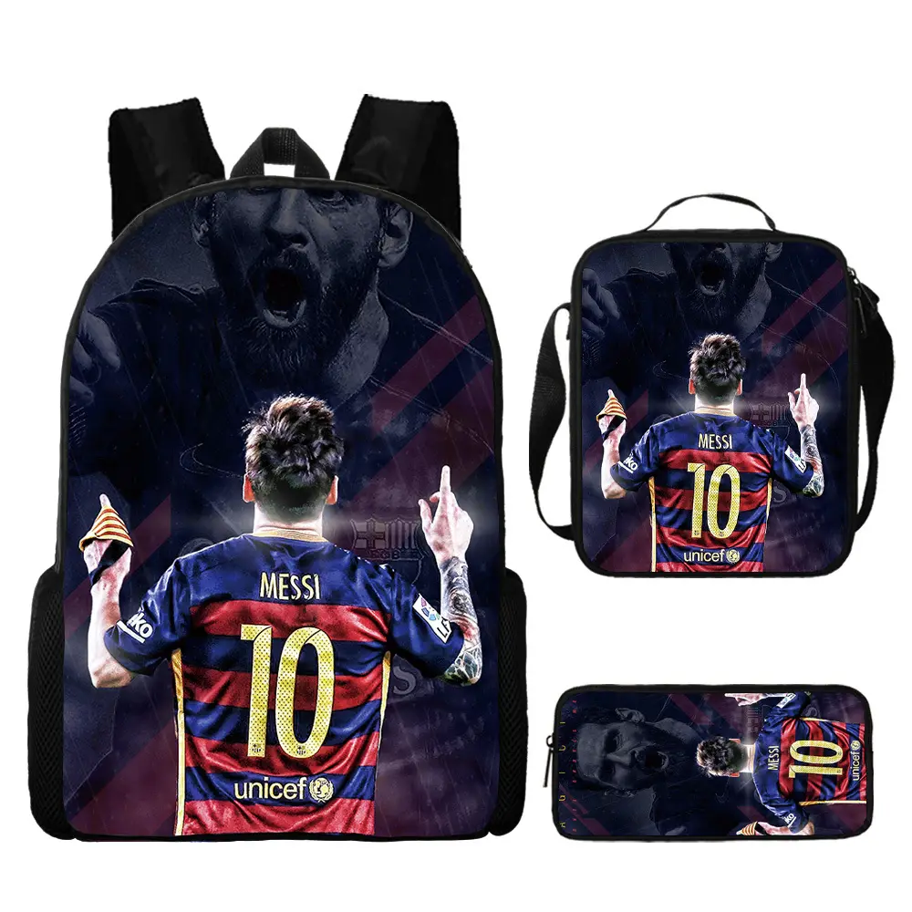 (Cross-border trading), football backpack, set, cartoon school bag, 3 piece set — chobi 3