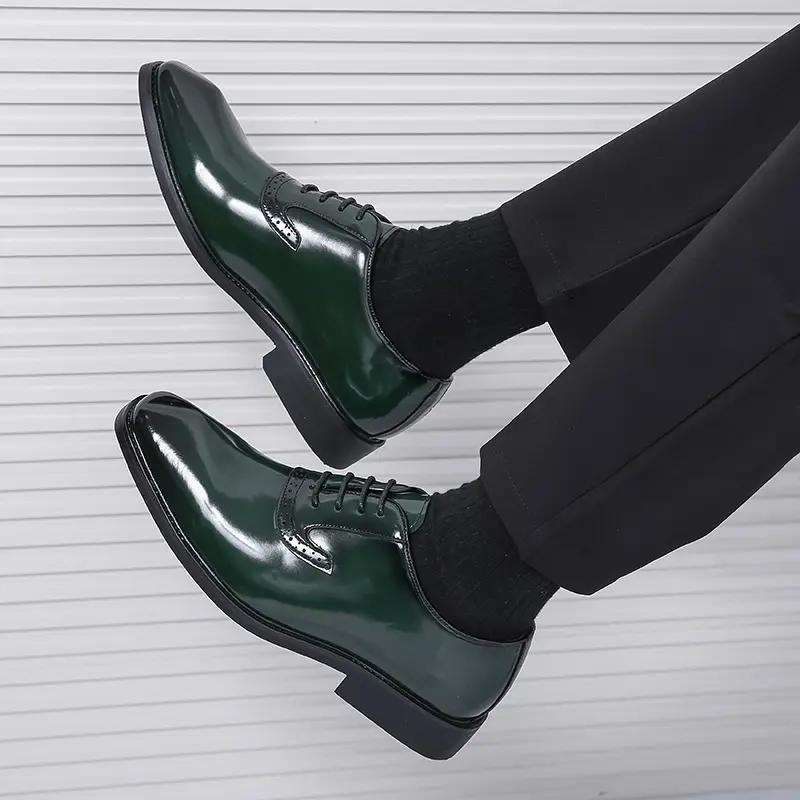 (Cross-border trading), men's glossy green shoes English style, British style, Korean style — chobi 6