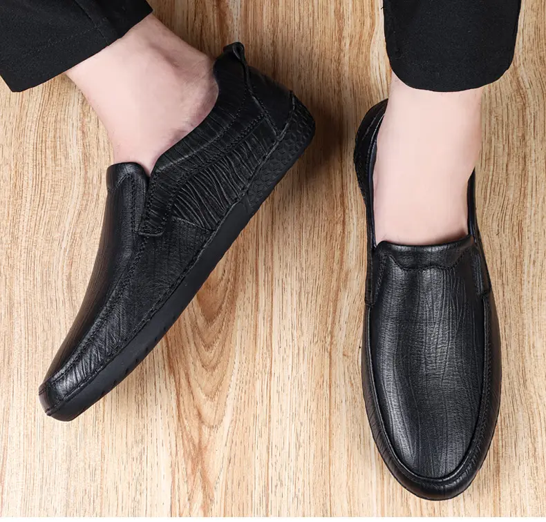 Men's autumn casual leather shoes platform, loafers, plus size, soft sole, cowhide — chobi 18