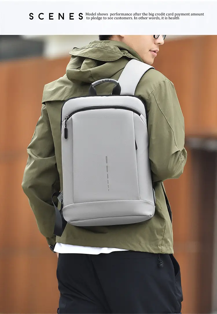 Capacious casual laptop, light and thin backpack, business version, with your logo imprint — chobi 21