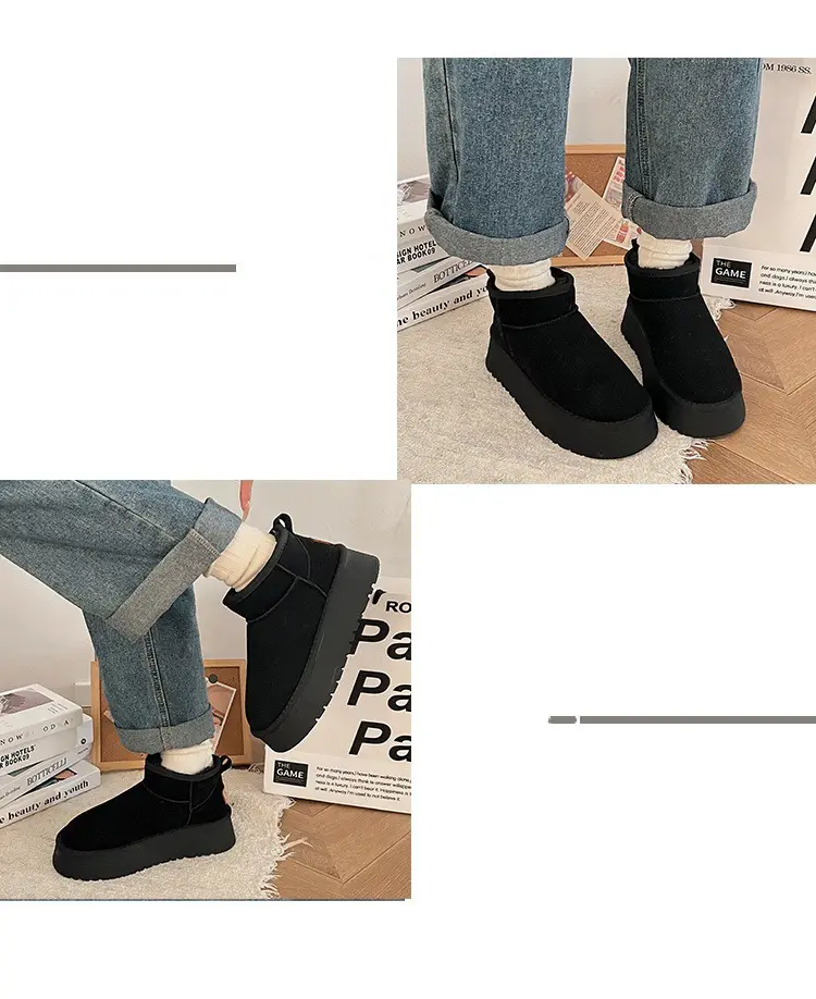 Bread shoes snow boots for women 2026 new popular winter velvet women's shoes thick sole waterproof anti-slip warm cotton shoes — chobi 9