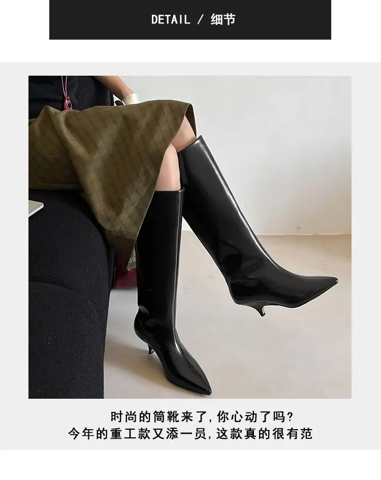 Demi-season fashionable universal high boots pointed-toe, 2026 years, suitable for outdoor wear, western style — chobi 3