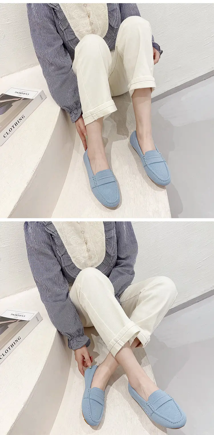 (Cross-border trading), knitted woven shoes, casual loafers, Collection Year 2025, round toe, non-slip sole — chobi 24