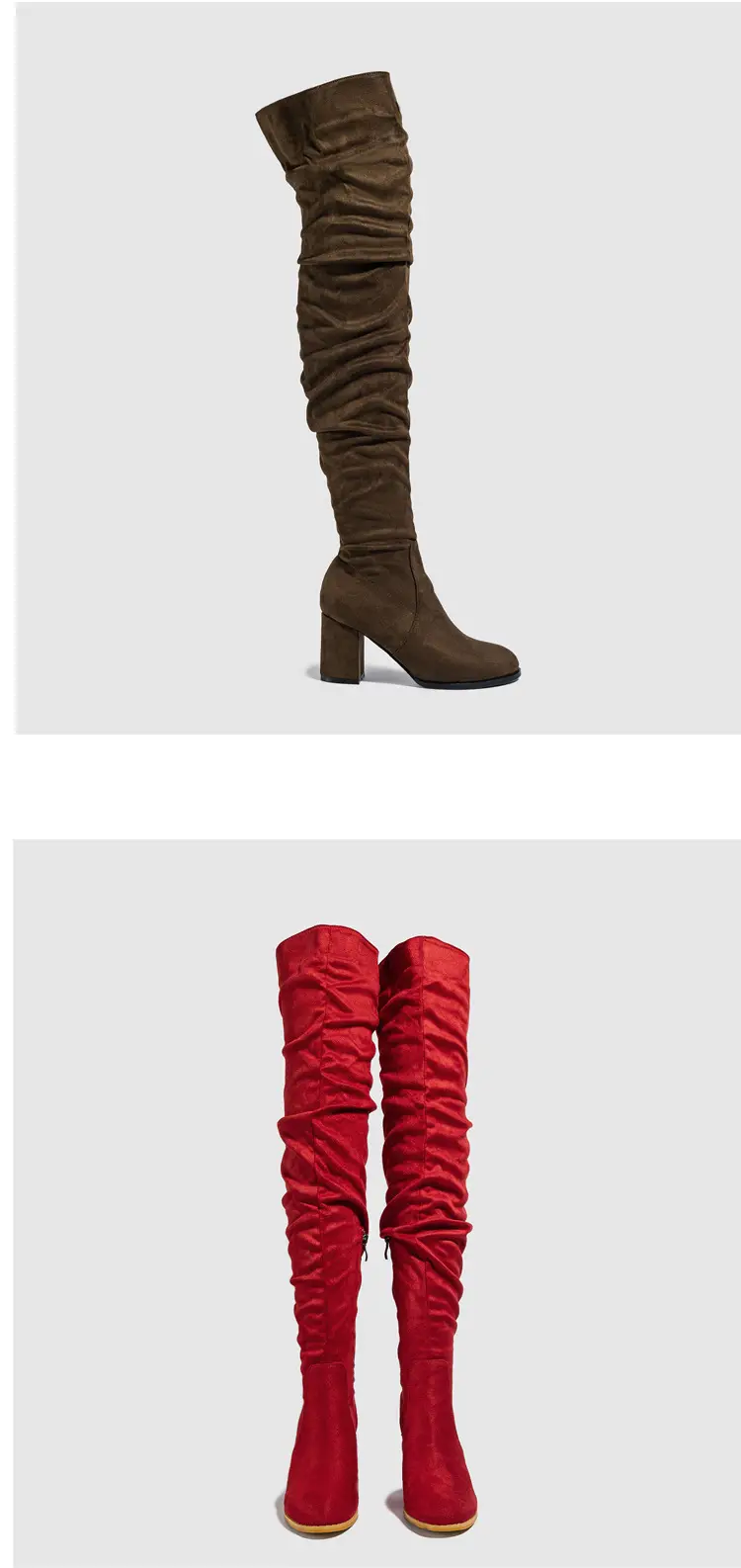 Spot - New foreign trade over-knee boots soft-faced natural wrinkled thick-heeled outdoor street catwalk women's boots size 35-42 — chobi 18