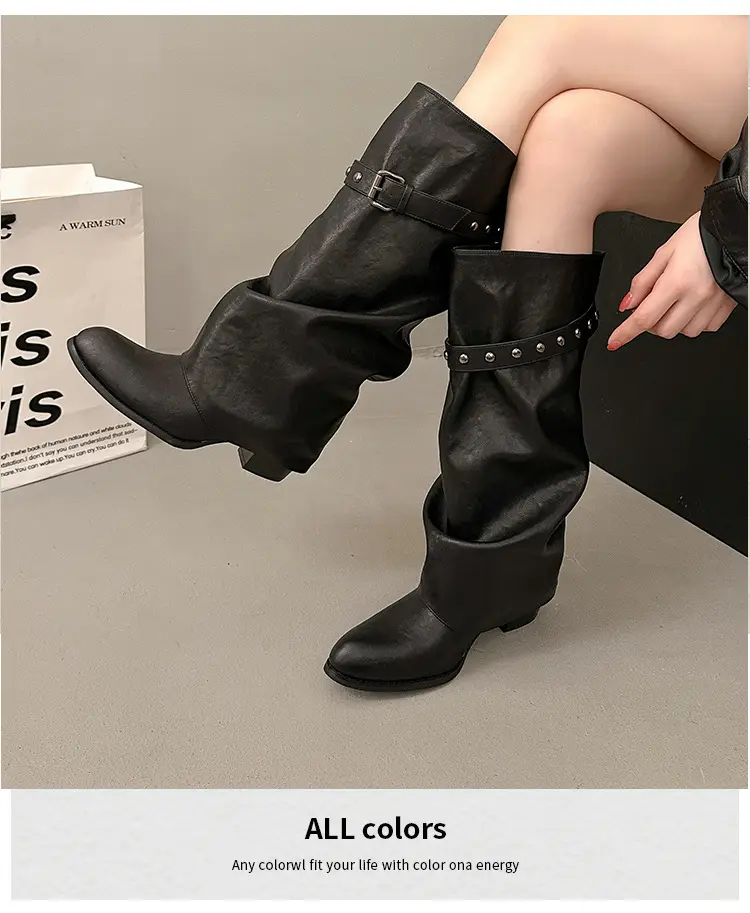 Summer high boots, fashionable trousers, belt, buckle, spring 2026 collection, visually slimming, wide stable heel — chobi 3