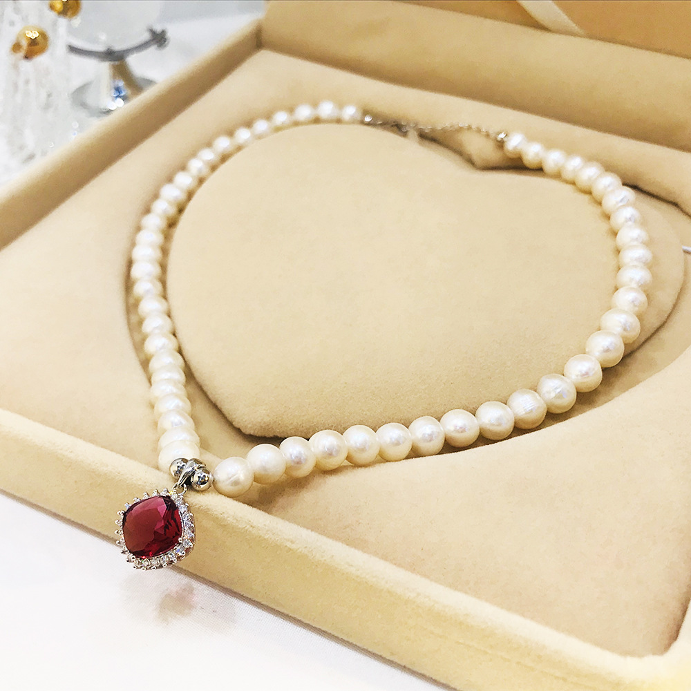 Organic accessory, necklace from pearl, chain, set for mother's day, silver 925 sample, Birthday gift — chobi 21