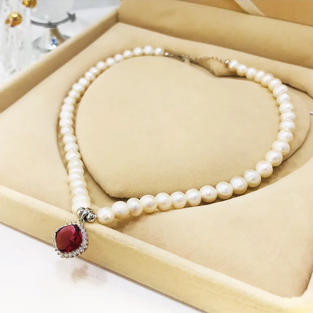 Organic accessory, necklace from pearl, chain, set for mother's day, silver 925 sample, Birthday gift — chobi 21