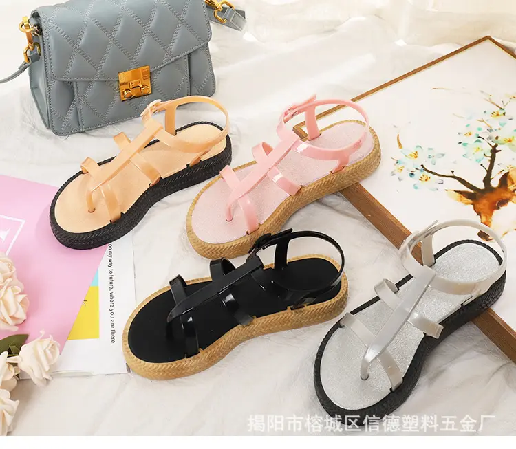 (Wholesale), summer women's slippers PVC flat, trend casual sandals — chobi 22