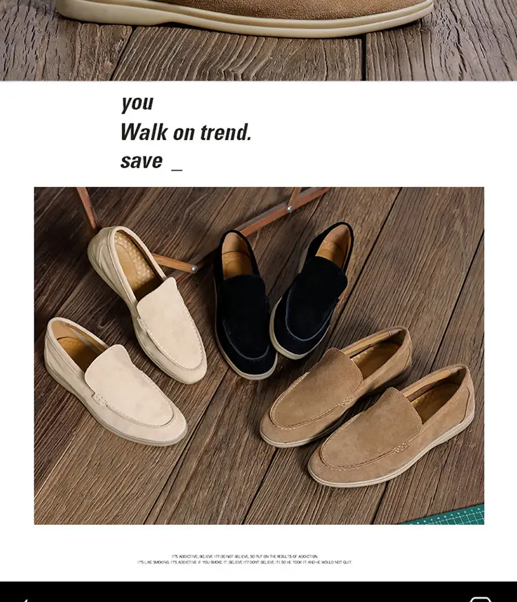 Autumn loafers low-cut, suede shoes, slip-ons flat, trend of season, easy to put on — chobi 2